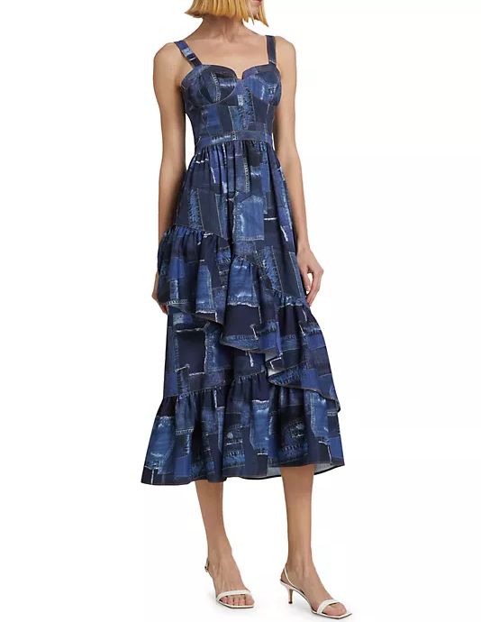 patchwork denim dress