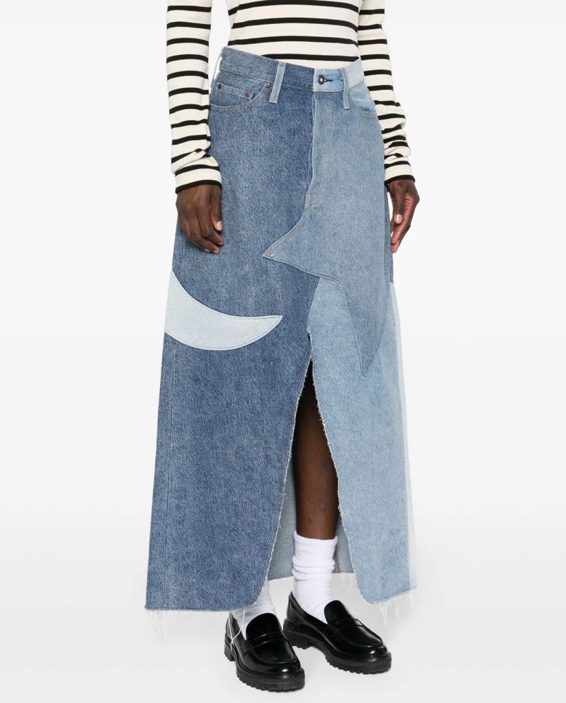 denim patchwork skirt